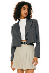 Orolay Long Sleeve Cropped Blazer Casual Business #color_gray