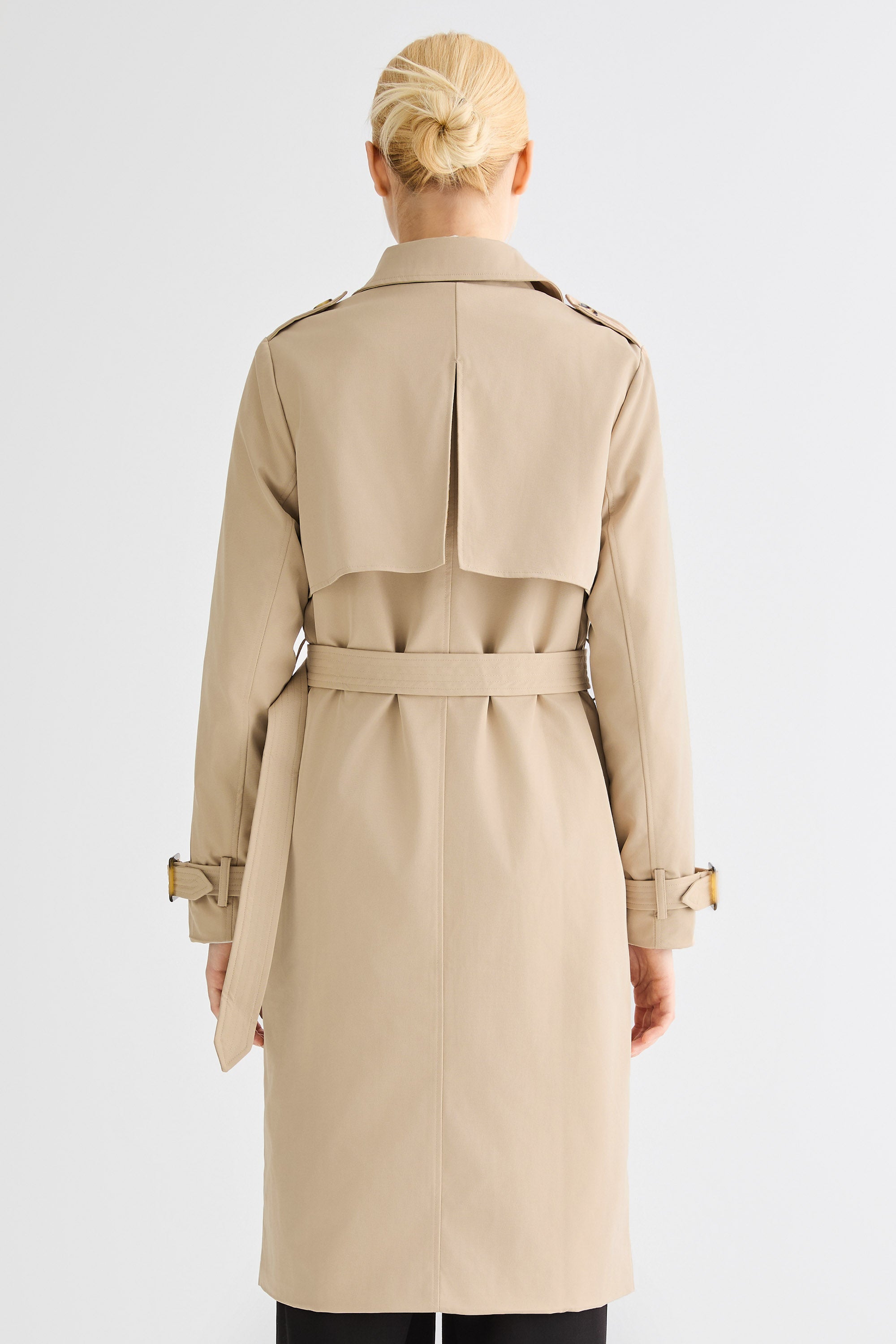women 3/4 Belted Double-Breasted Trench from Orolay - #color_Frosted Almond
