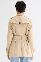 Orolay-3/4 Double-Breasted Short Trench-#color_Frosted Almond