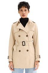 Orolay-3/4 Double-Breasted Short Trench-#color_Frosted Almond