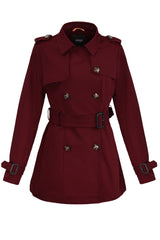 Orolay-3/4 Double-Breasted Short Trench-#color_Syrah