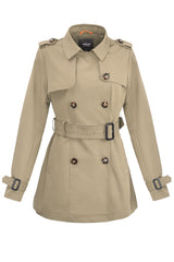 Orolay-3/4 Double-Breasted Short Trench-#color_Frosted Almond