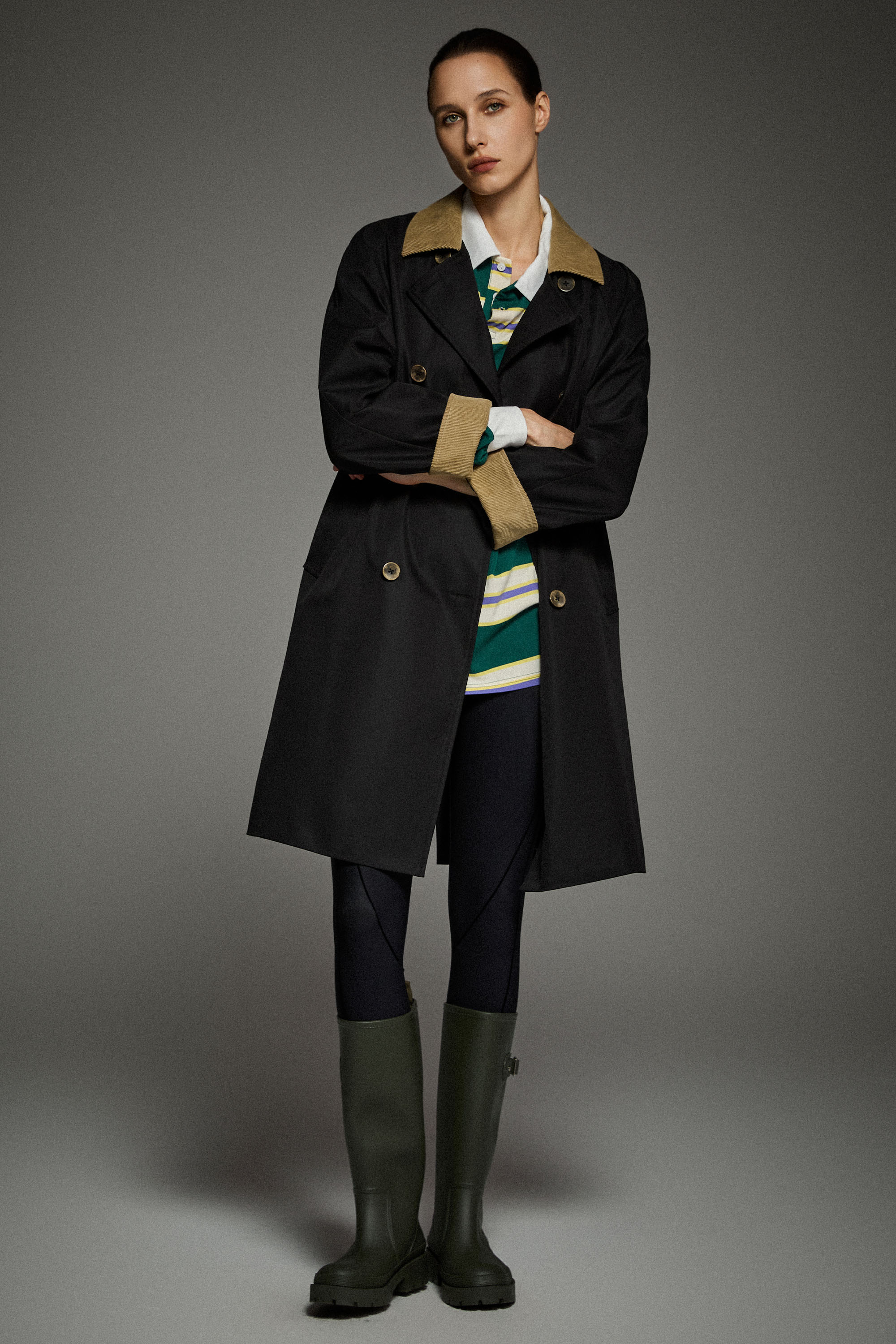 Casual Oversized Trench Coat Orolay #color_black