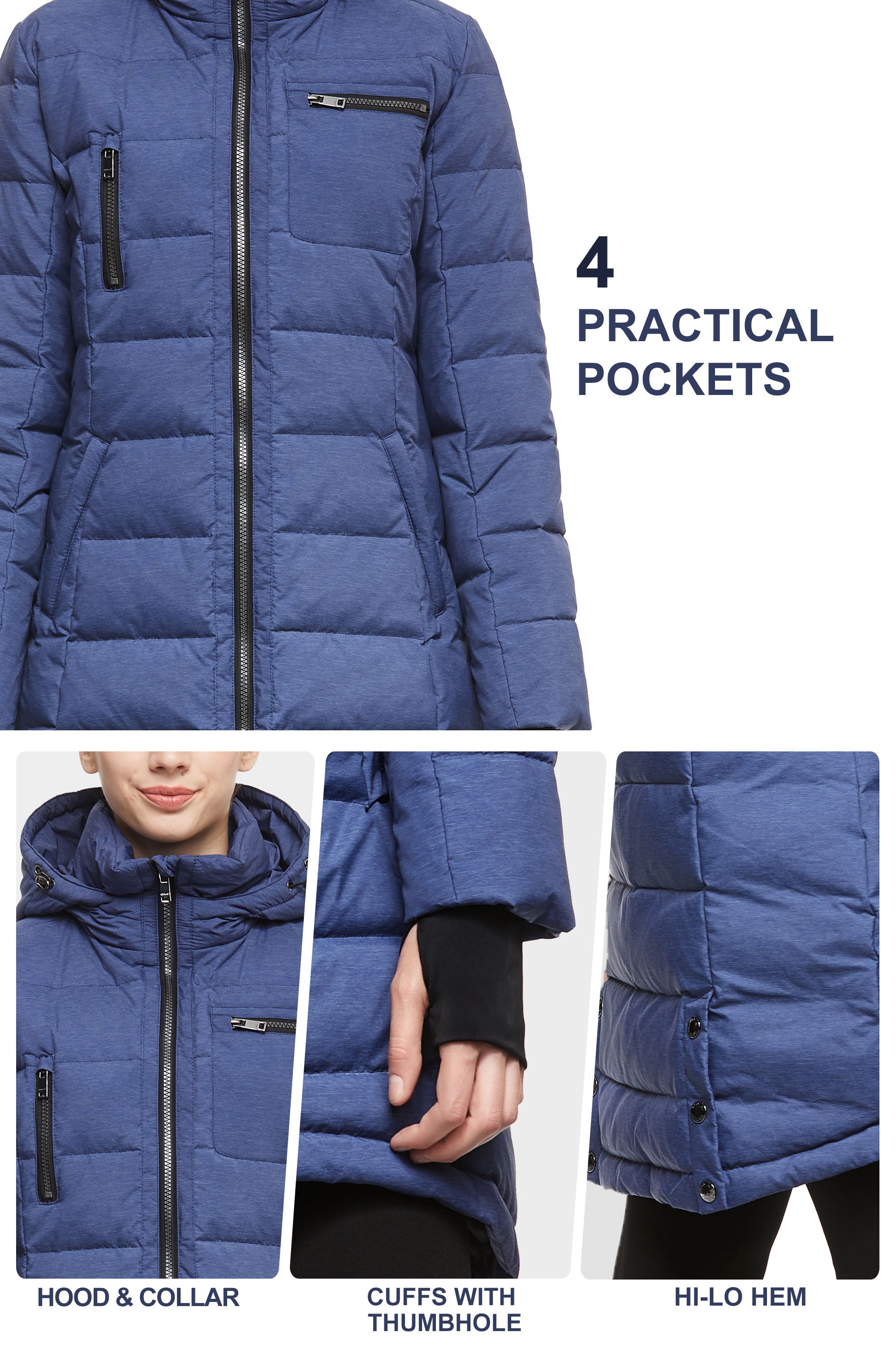 Slant Pocket Zip up Puffer Down Coat