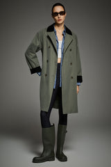 Casual Oversized Trench Coat Orolay #color_green