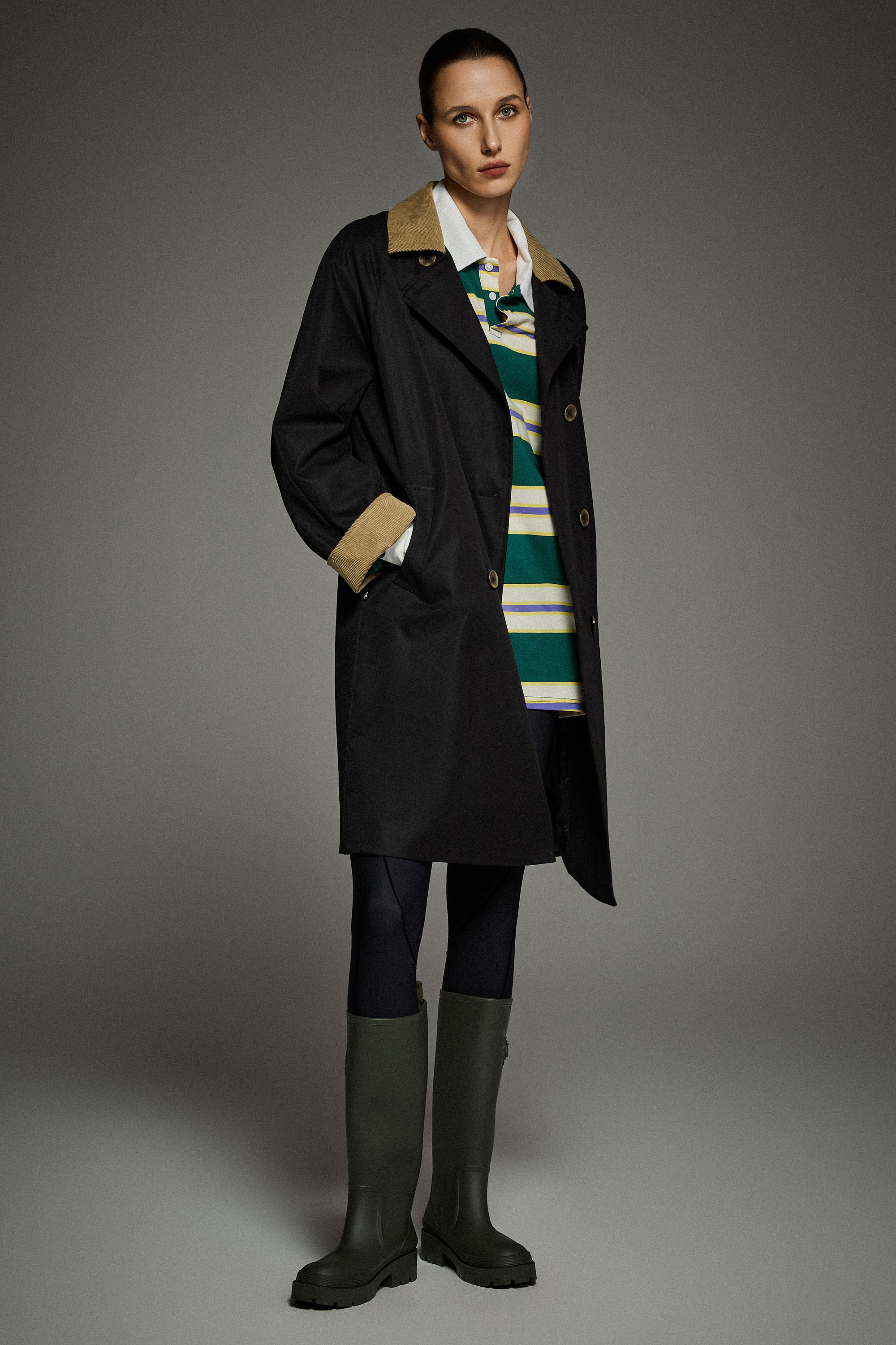 Casual Oversized Trench Coat Orolay #color_black