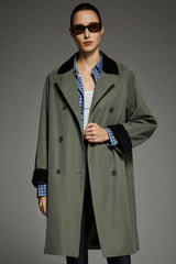 Casual Oversized Trench Coat Orolay #color_green