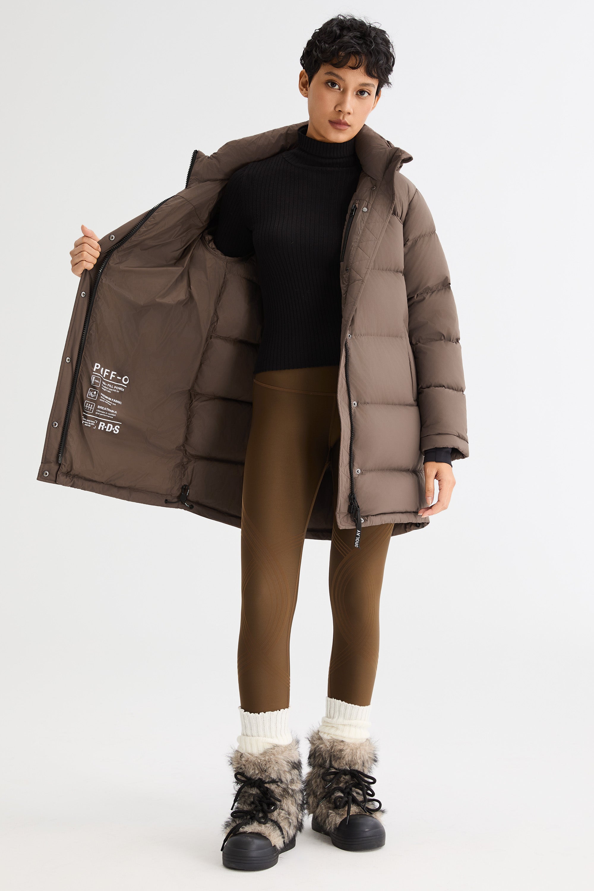Orolay-Aurora Detachable Hood Down Puffer-#color_coffee
