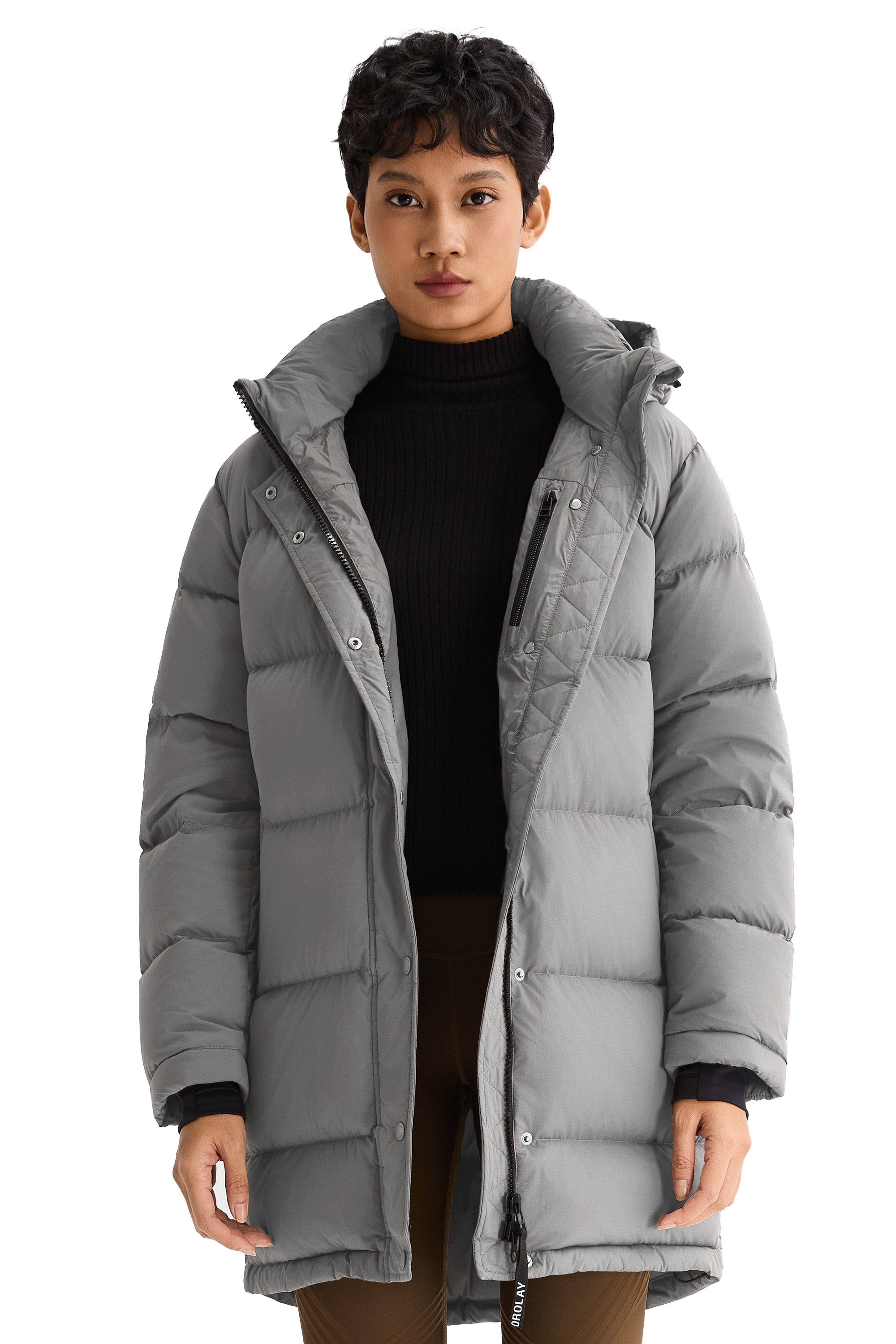 Orolay-Aurora Detachable Hood Down Puffer-#color_gray