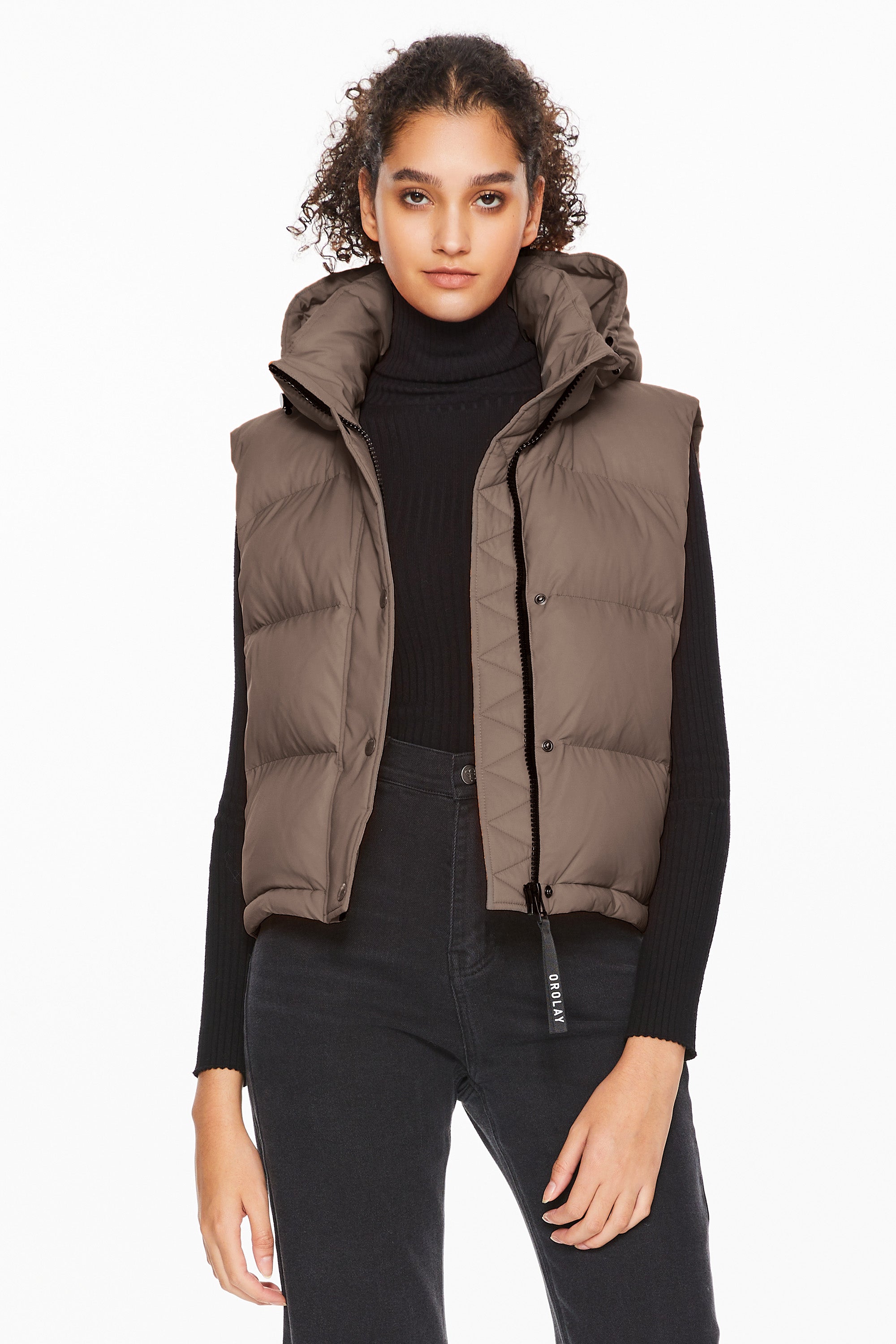 Orolay-Aurora Hooded Puffer Vest-#color_Coffee