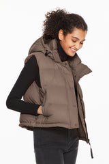 Orolay-Aurora Hooded Puffer Vest-#color_Coffee