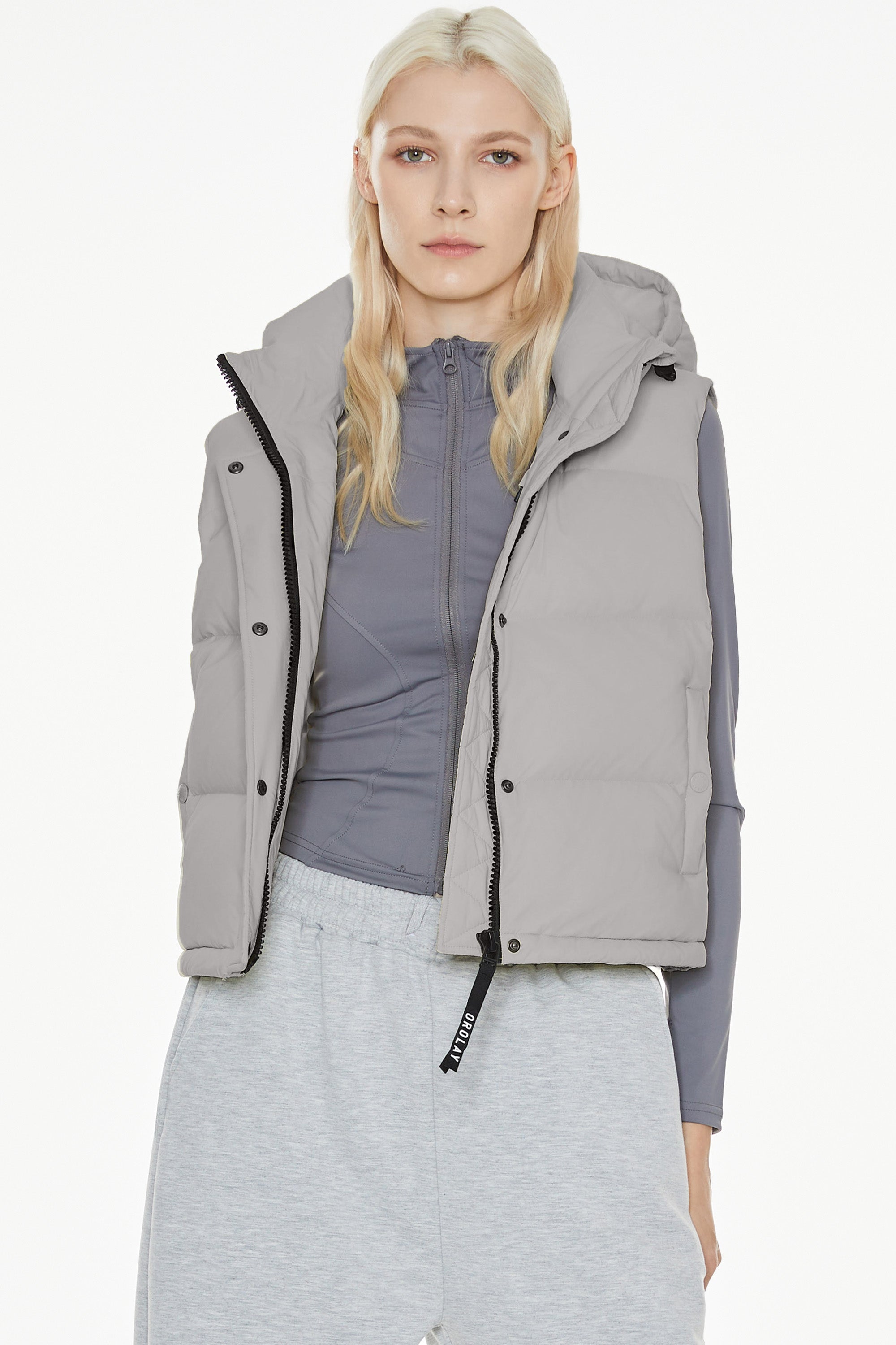 Orolay-Aurora Hooded Puffer Vest-#color_gray