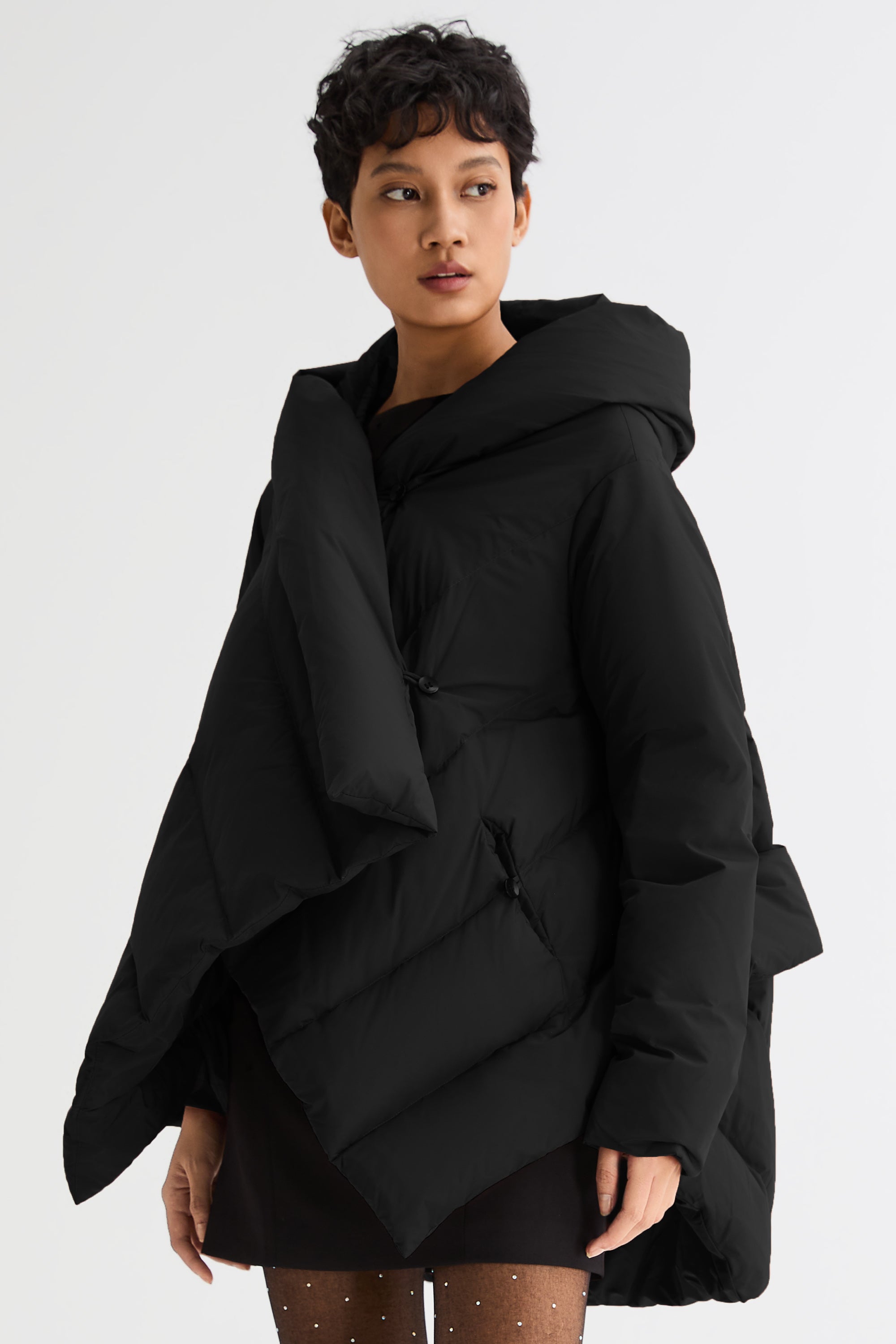 Orolay-Cloak Puffer Down Coat-#color_Black