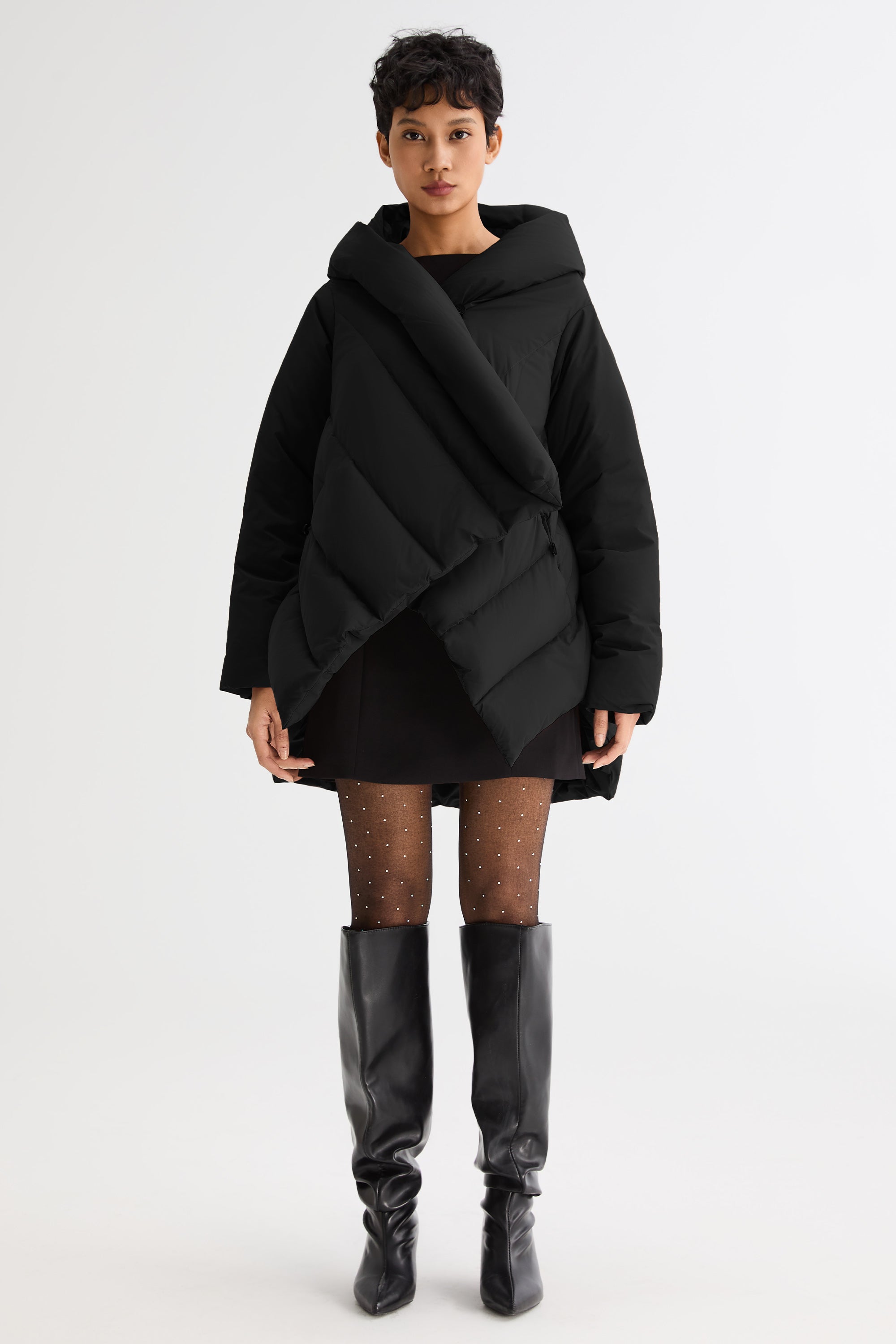 Orolay-Cloak Puffer Down Coat-#color_Black