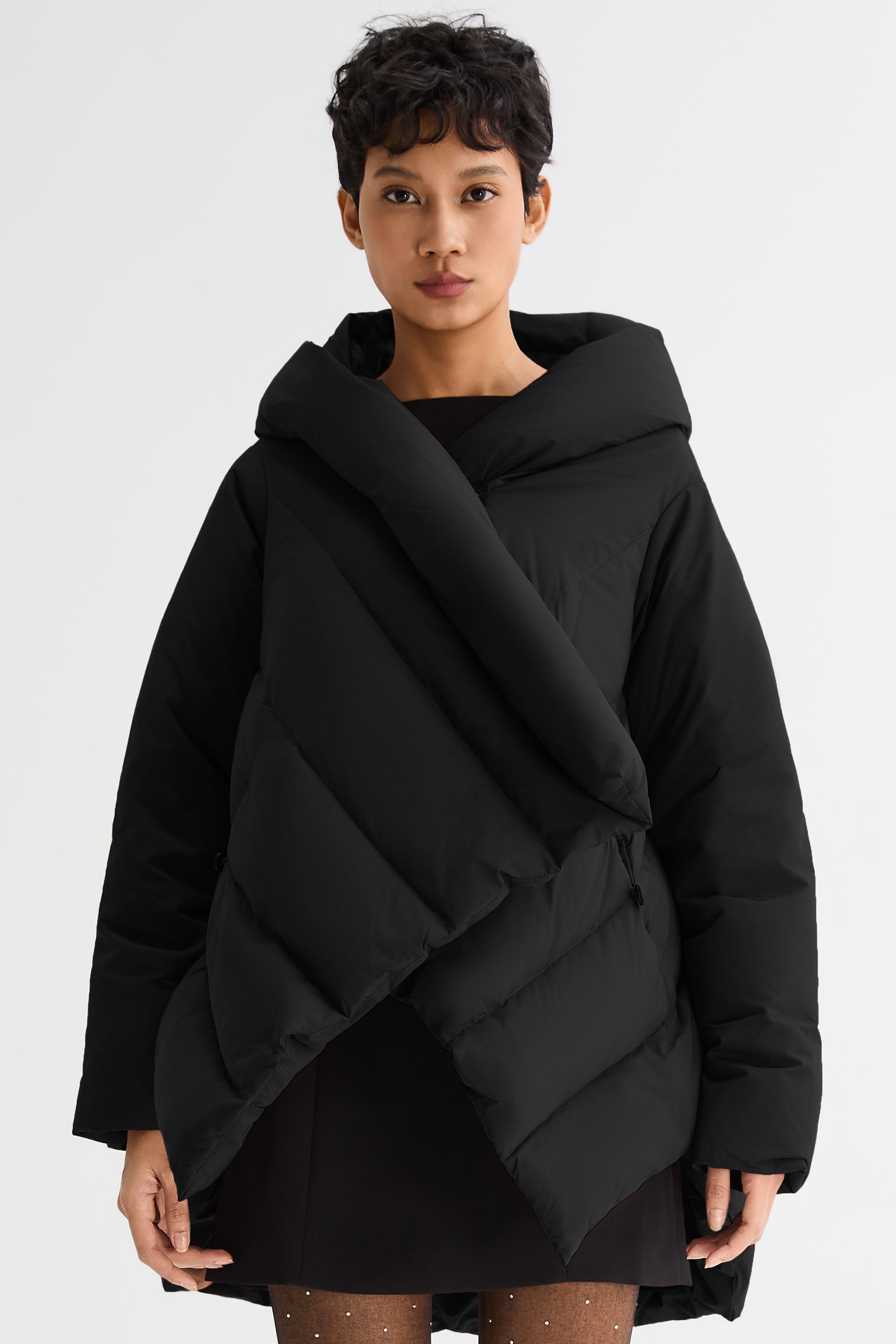 Orolay-Cloak Puffer Down Coat-#color_Black