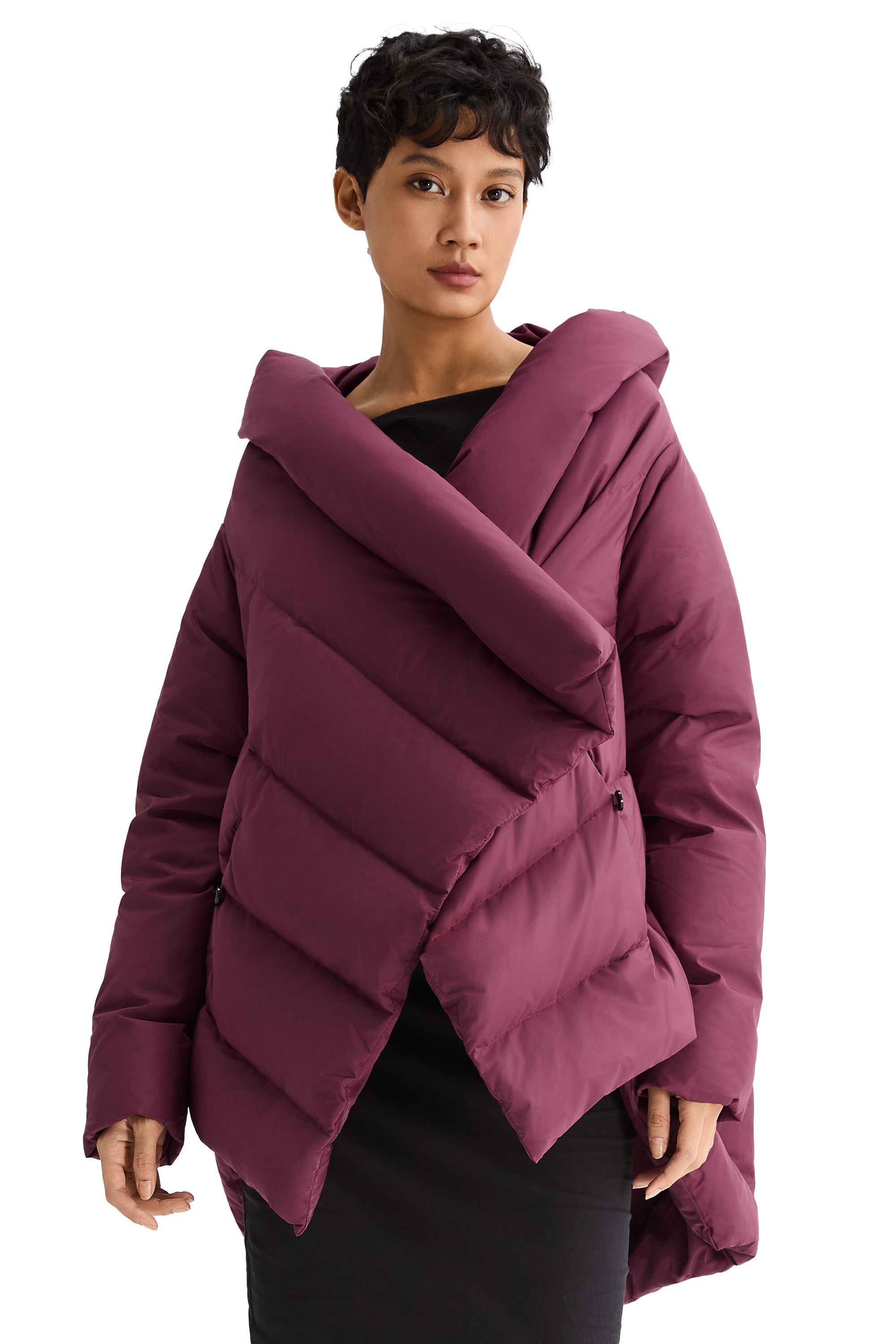 Orolay-Cloak Puffer Down Coat-#color_American Beauty