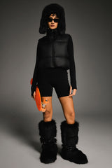 Orolay-Cropped Puffer Down Vest-#color_Black