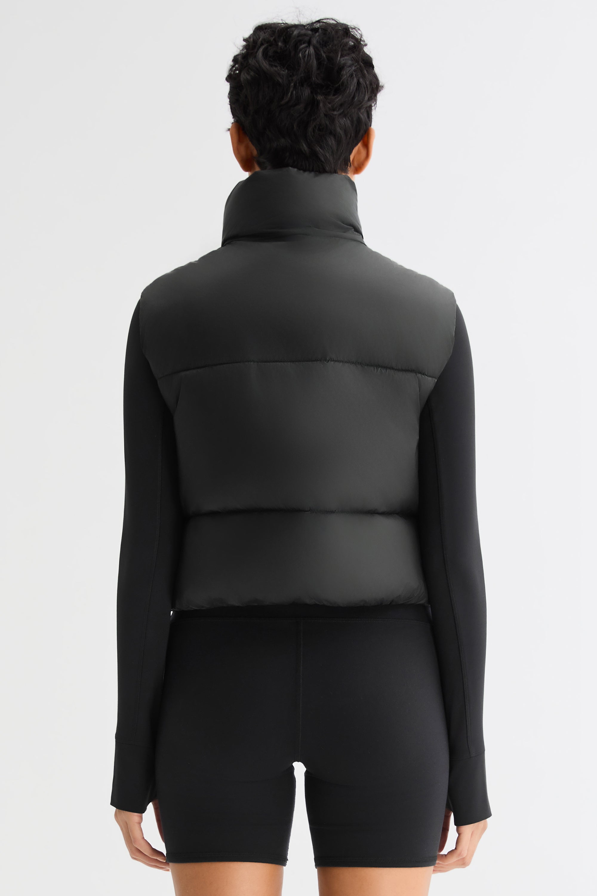 Orolay-Cropped Puffer Down Vest-#color_Black