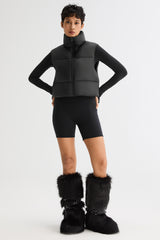 Orolay-Cropped Puffer Down Vest-#color_Black