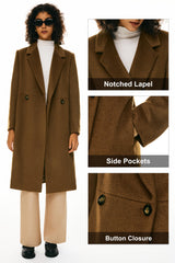 Double Breasted Pea Wool Coat #color_brown
