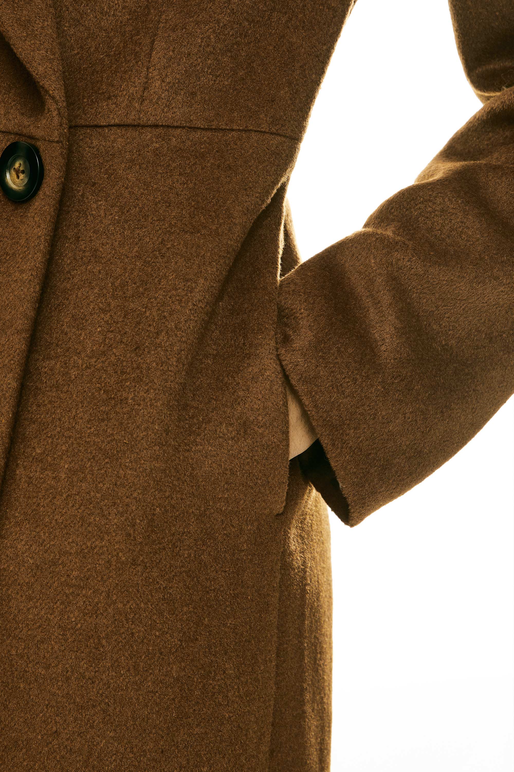 Double Breasted Pea Wool Coat #color_brown