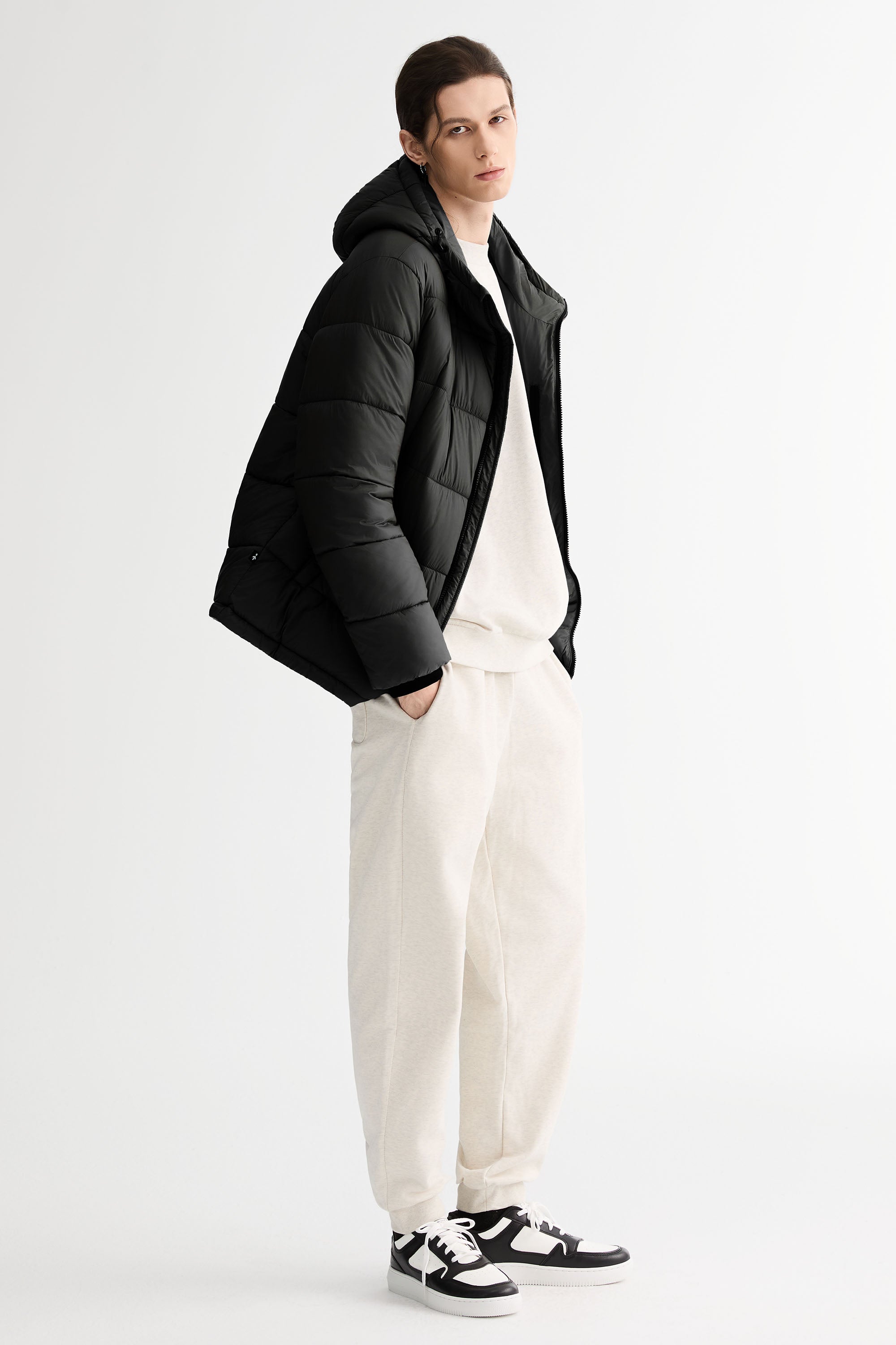 Essential Hooded Puffer Jacket with Quilted Finish OROLAY #color_black