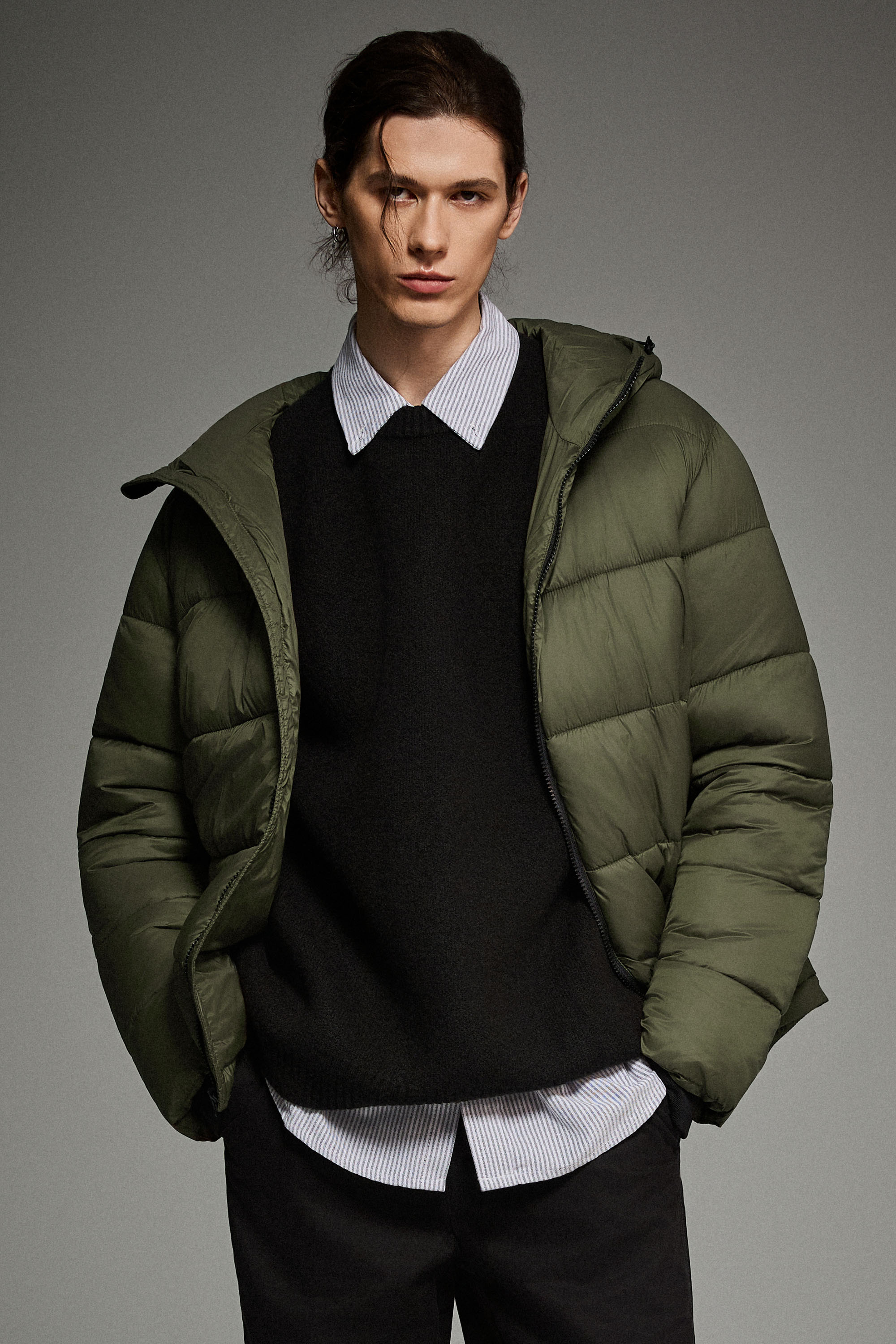 Essential Hooded Puffer Jacket with Quilted Finish OROLAY #color_olive