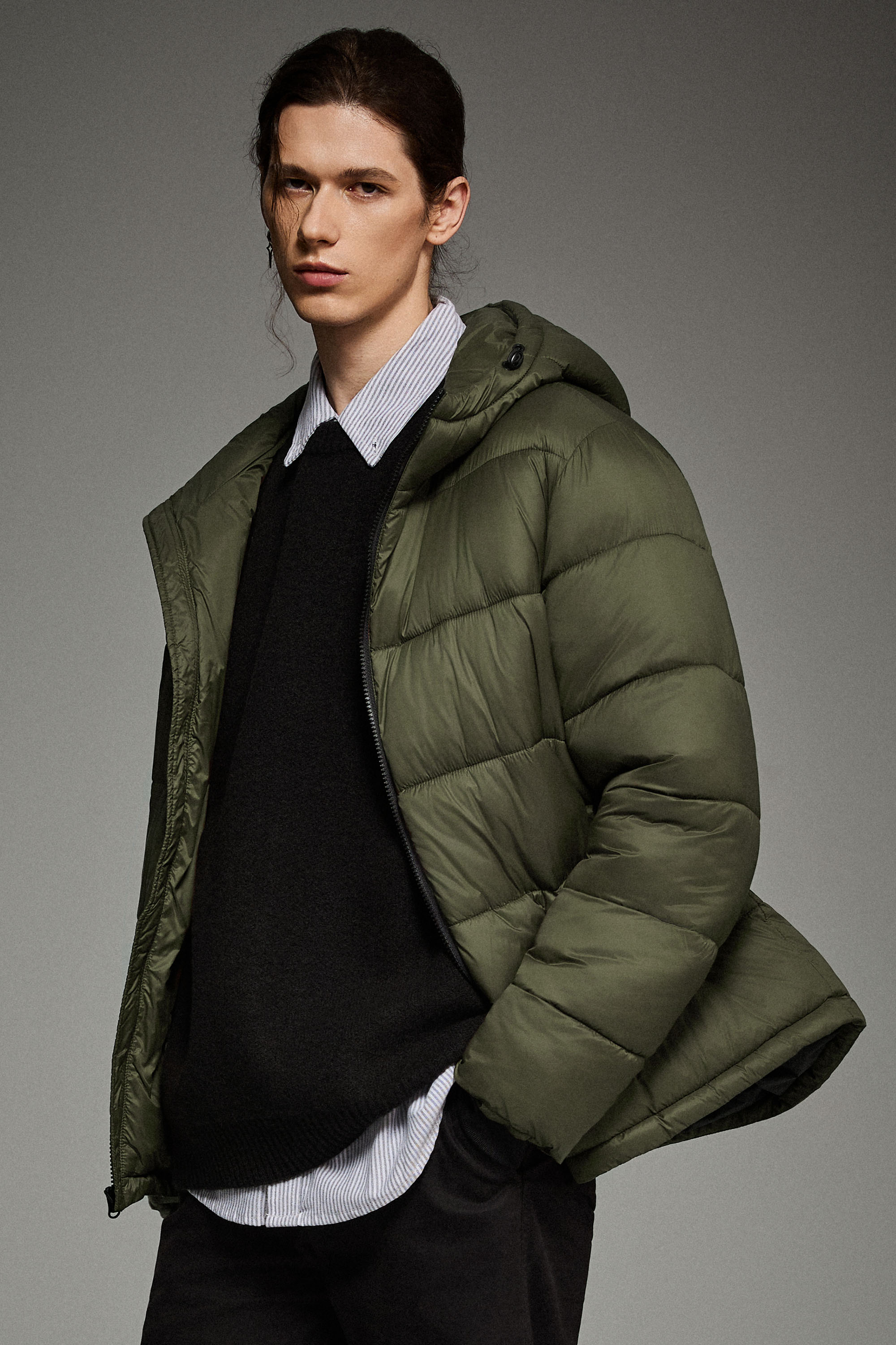 Essential Hooded Puffer Jacket with Quilted Finish OROLAY #color_olive