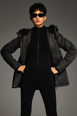 Orolay-Faux Fur Hooded Mountain Parka-#color_Black