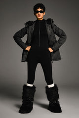 Orolay-Faux Fur Hooded Mountain Parka-#color_Black