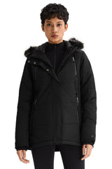 Orolay-Faux Fur Hooded Mountain Parka-#color_Black