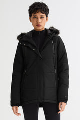 Orolay-Faux Fur Hooded Mountain Parka-#color_Black