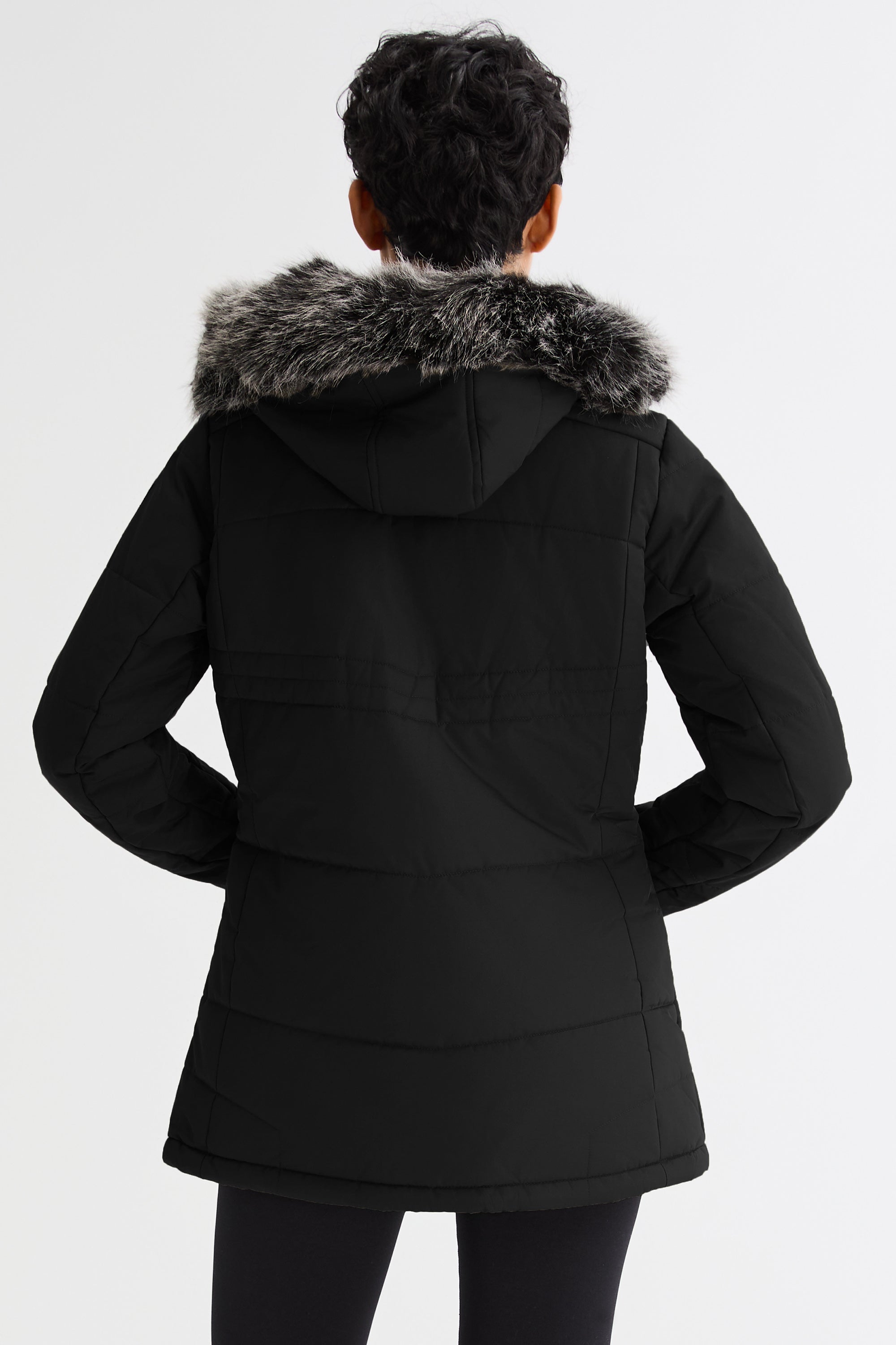 Orolay-Faux Fur Hooded Mountain Parka-#color_Black