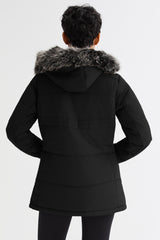 Orolay-Faux Fur Hooded Mountain Parka-#color_Black