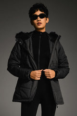 Orolay-Faux Fur Hooded Mountain Parka-#color_Black