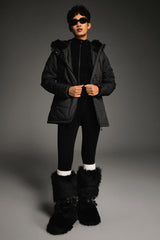 Orolay-Faux Fur Hooded Mountain Parka-#color_Black