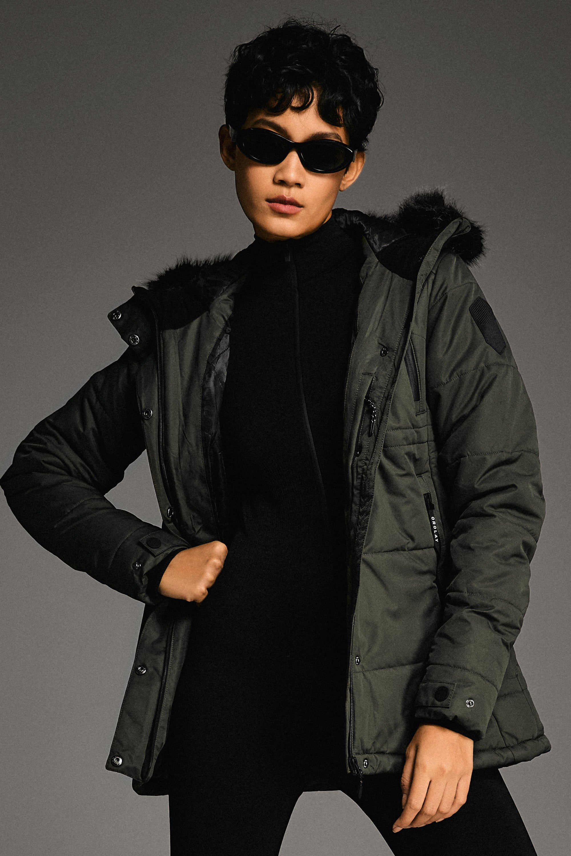 Orolay-Faux Fur Hooded Mountain Parka-#color_Rosin