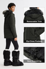 Orolay-Faux Fur Hooded Mountain Parka-#color_Rosin