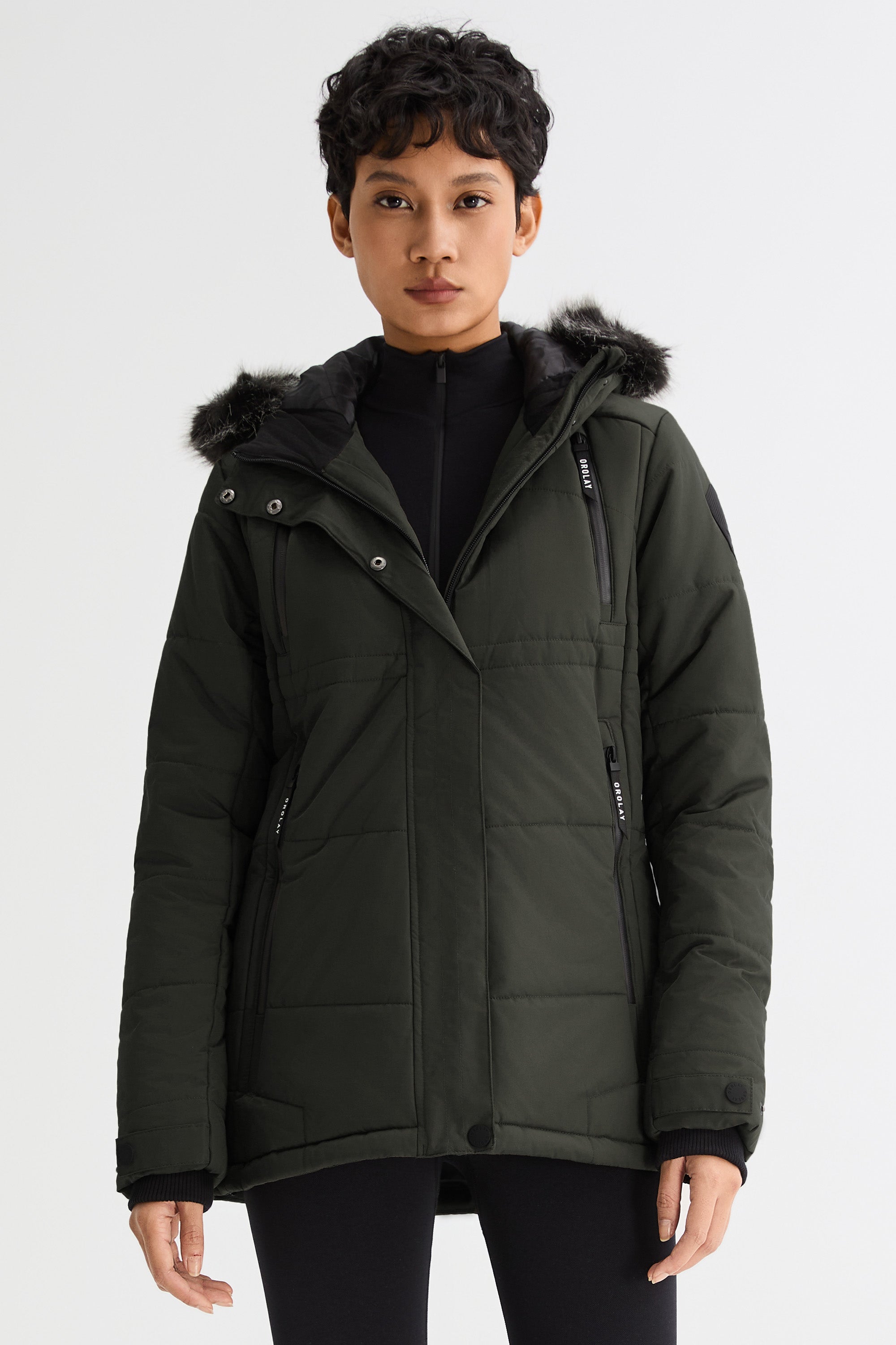 Orolay-Faux Fur Hooded Mountain Parka-#color_Rosin