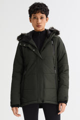 Orolay-Faux Fur Hooded Mountain Parka-#color_Rosin