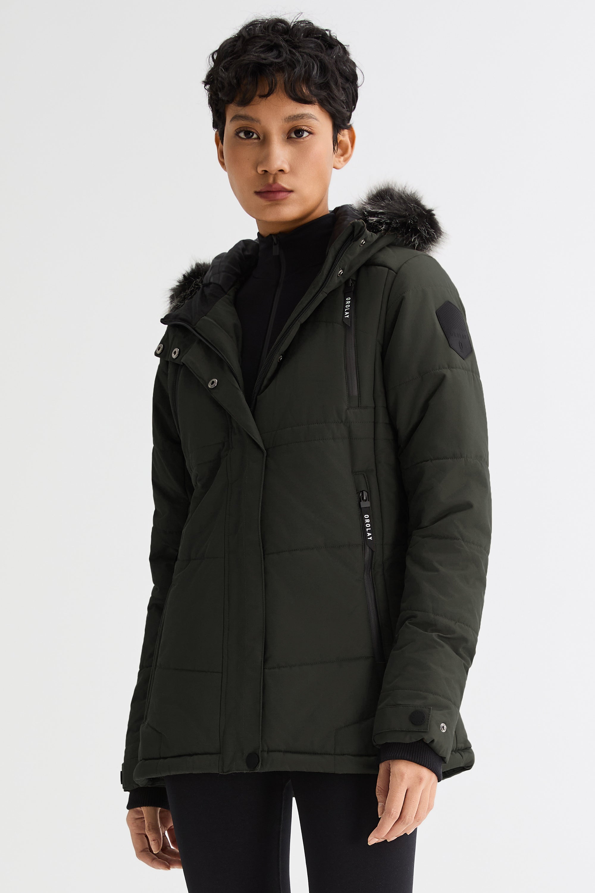 Orolay-Faux Fur Hooded Mountain Parka-#color_Rosin