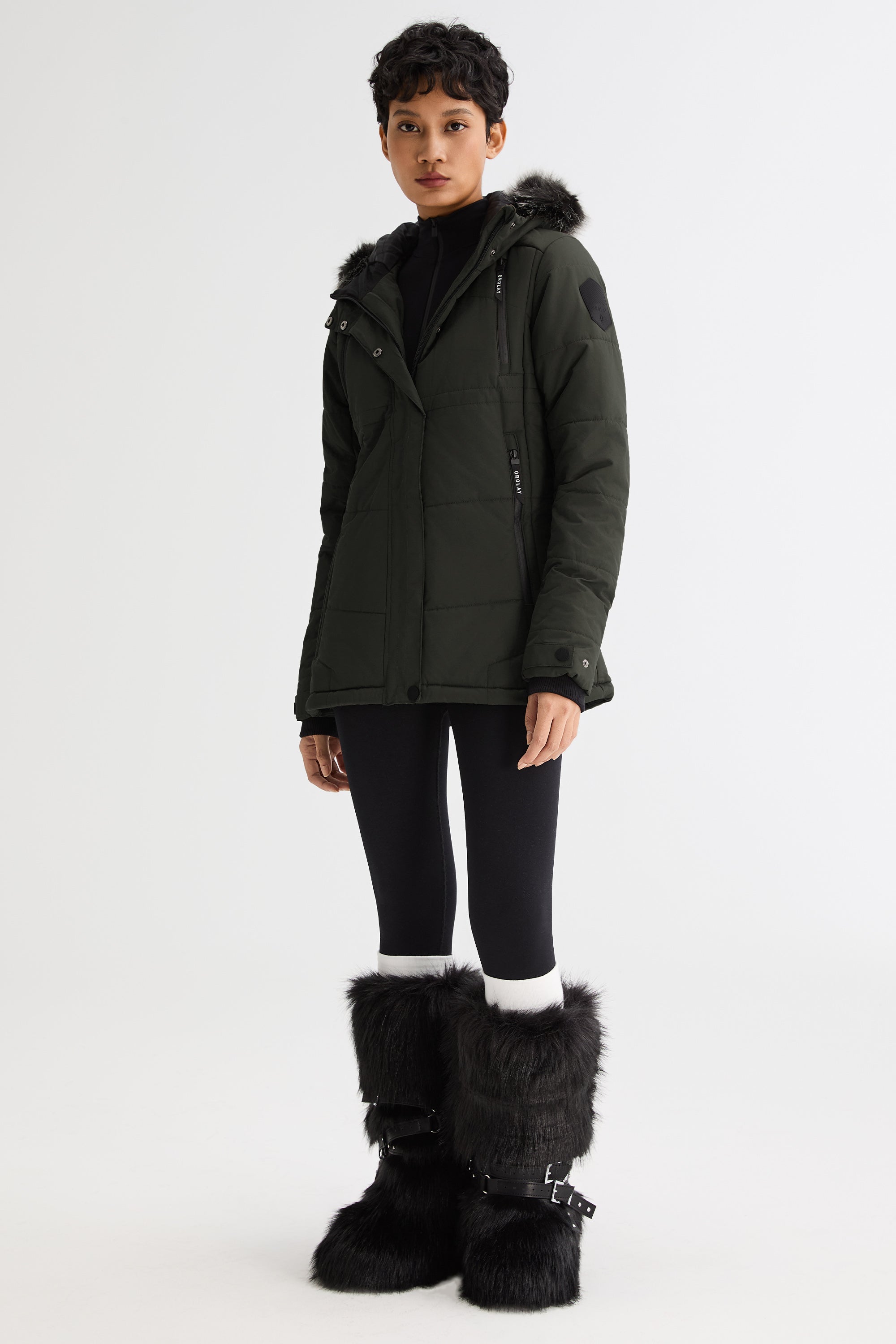 Orolay-Faux Fur Hooded Mountain Parka-#color_Rosin