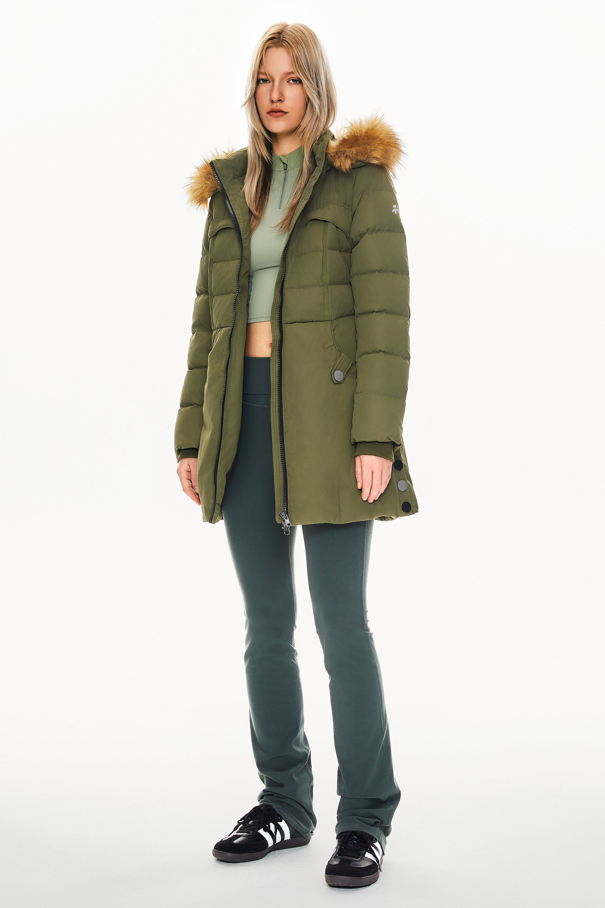 Orolay-Faux Fur Qulited Puffer Down Jacket-#color_Peat Moss
