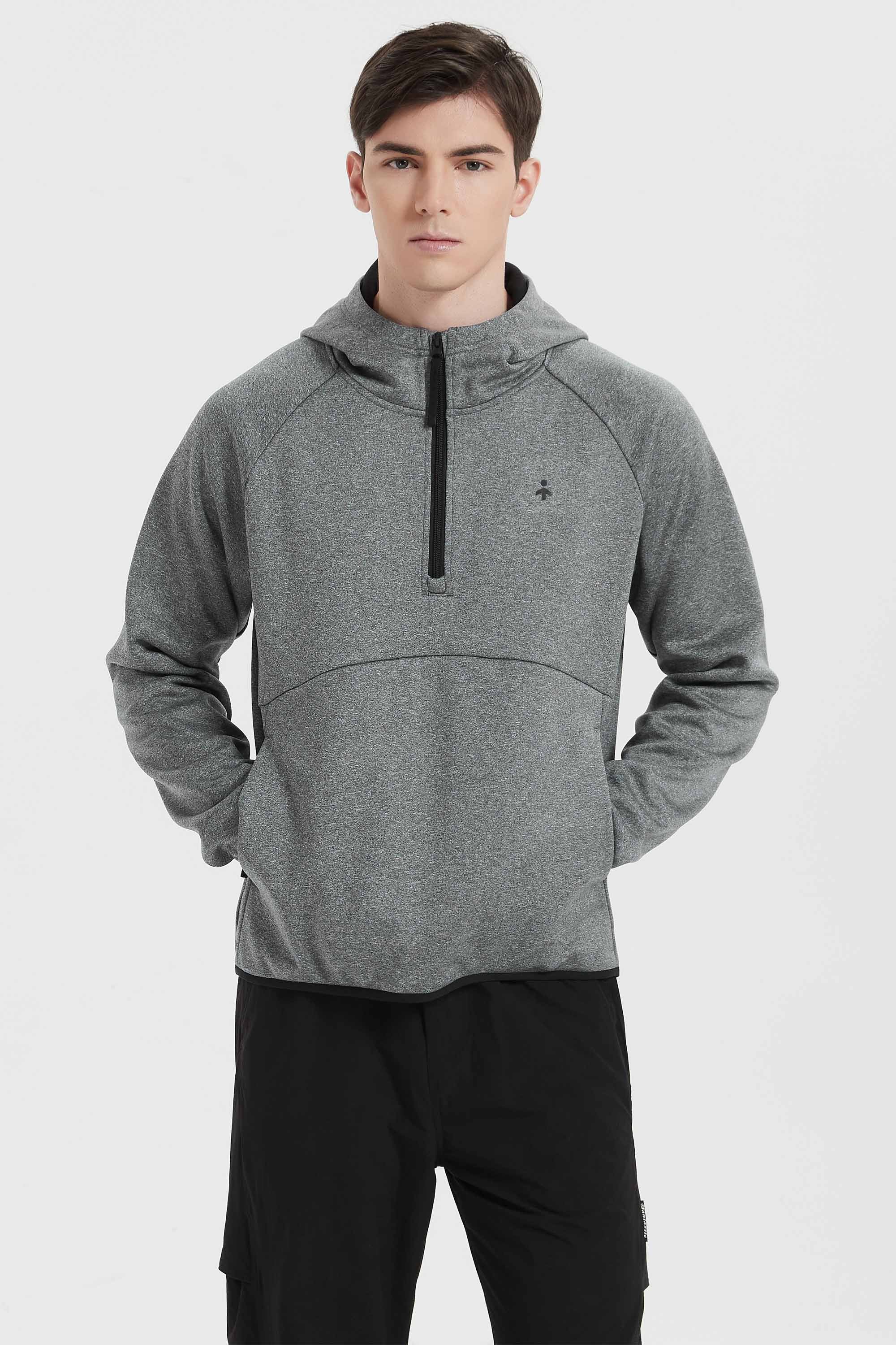 Half Zip Pullover Long Sleeve Sweatshirt #color_gray