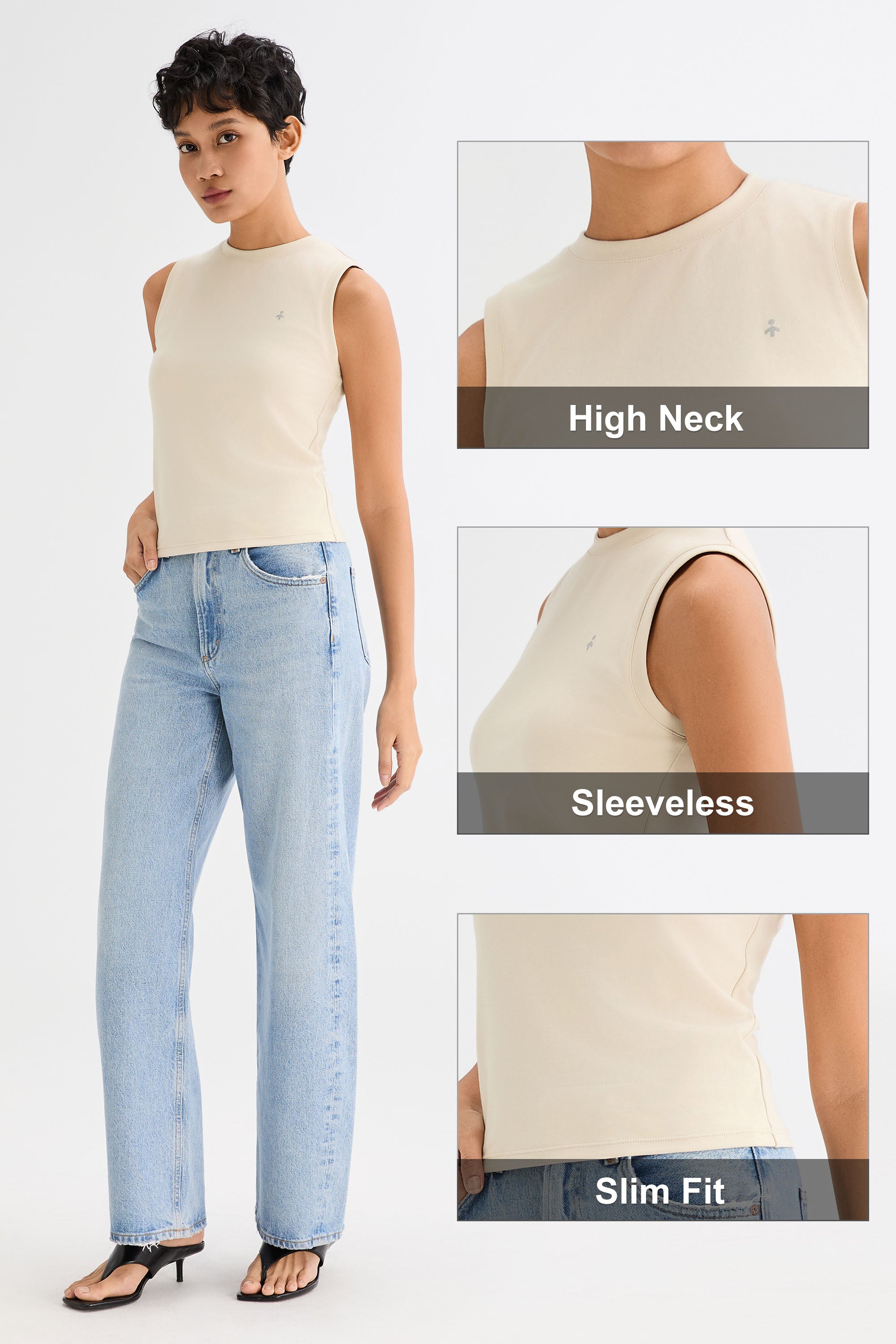 Orolay High Neck Tank Tops Sleeveless Workout #color_khaki