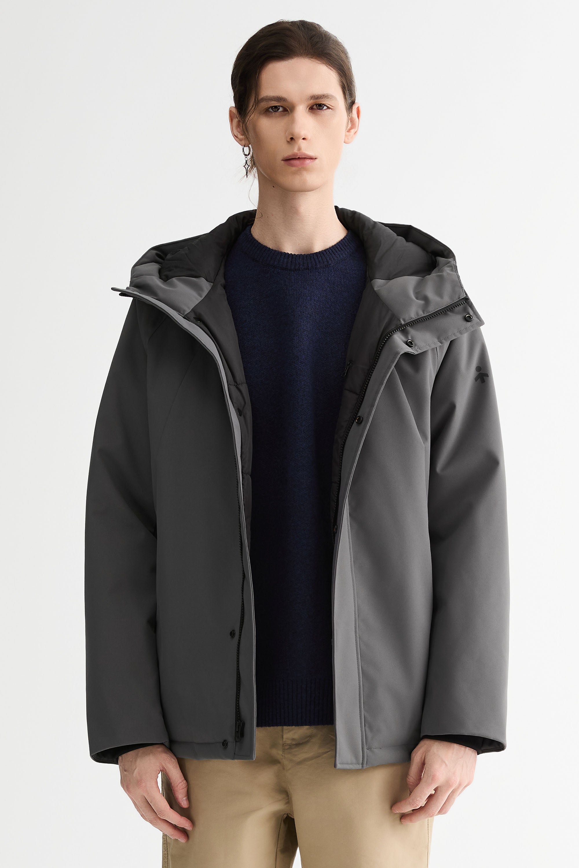 Hooded Lightweight Cropped Everyday Puffer Orolay #color_gray