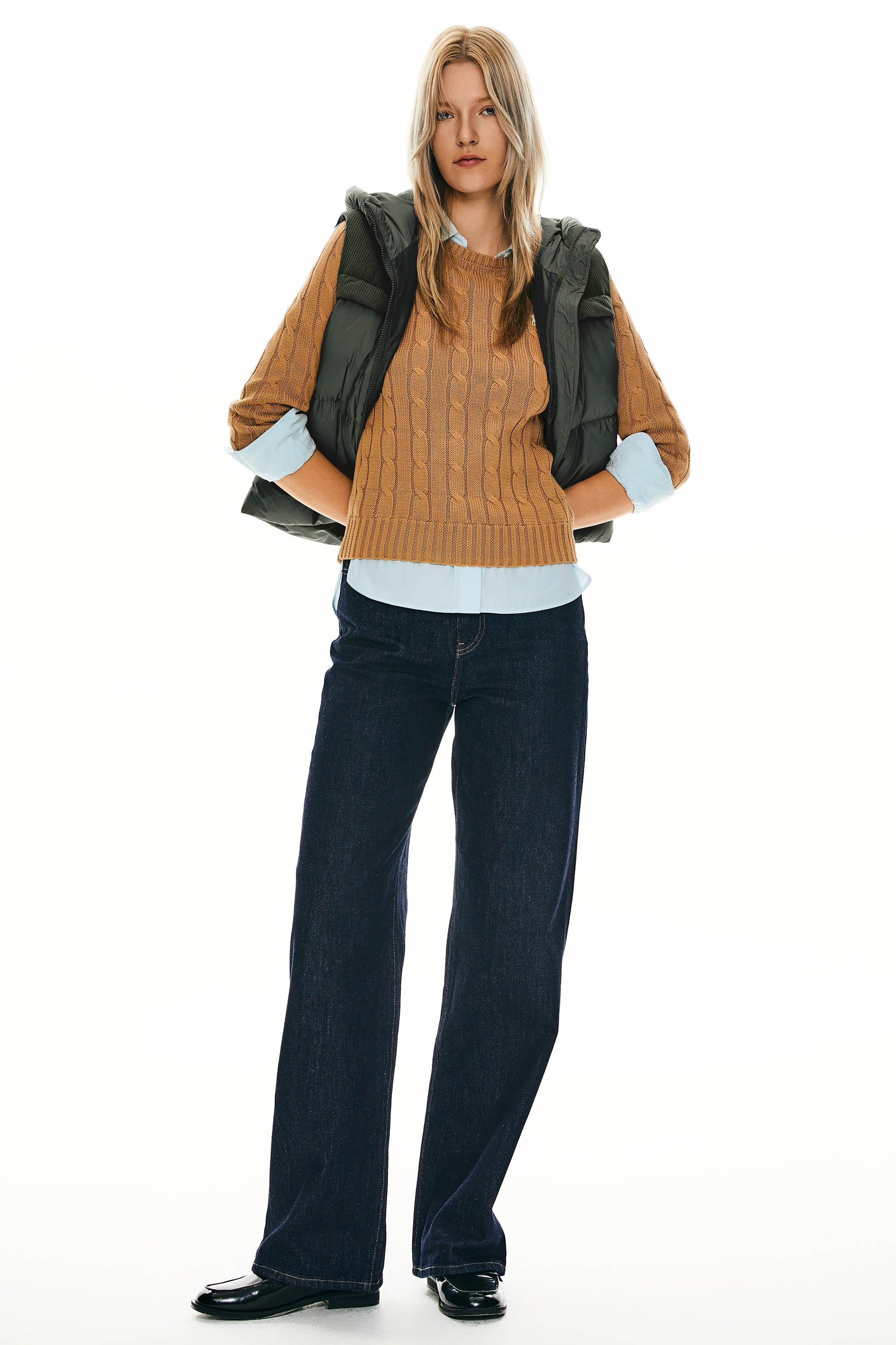 Orolay Hooded Puffer Down Vest Cropped Zip Up Lightweight #color_dark Green