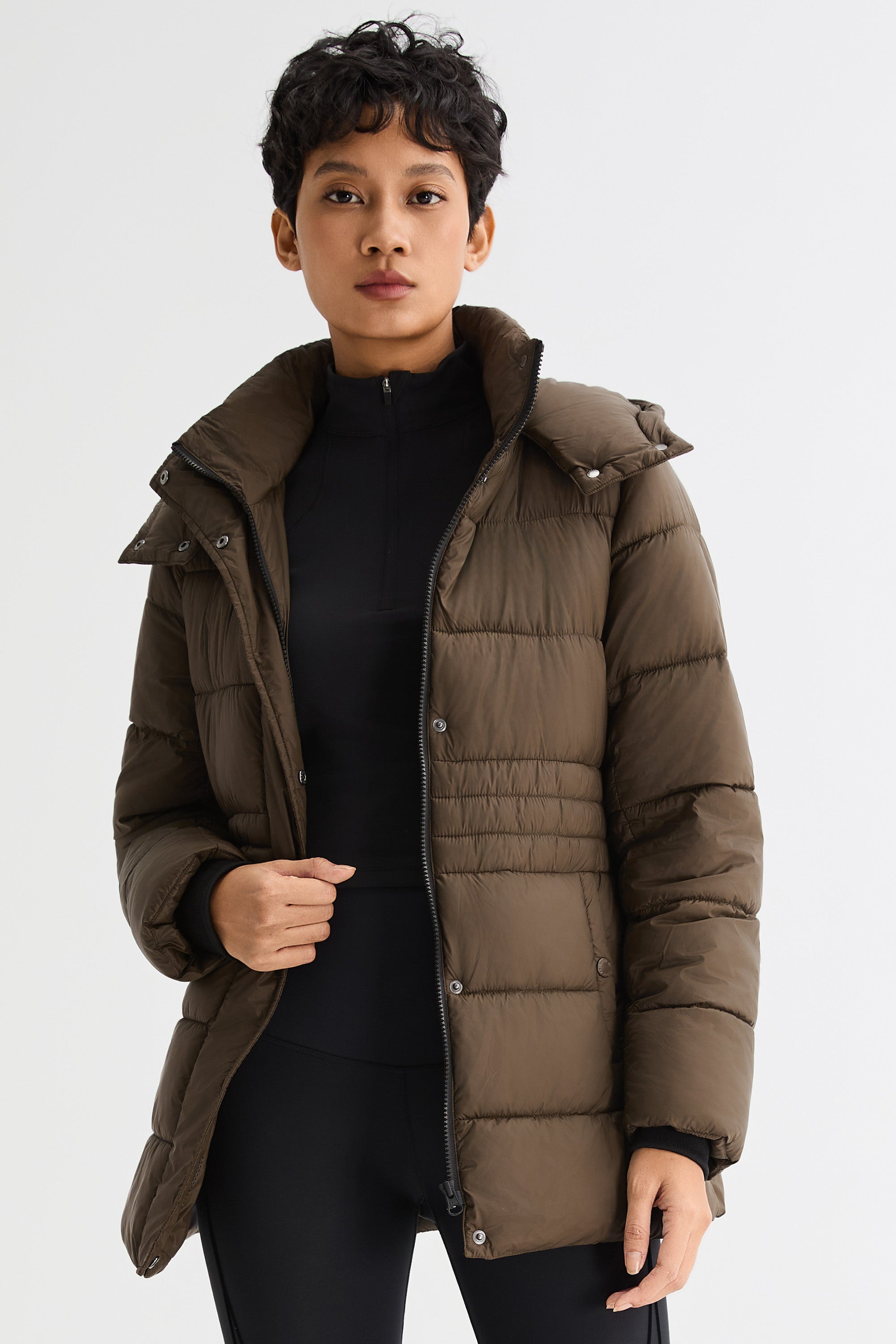 Orolay Hooded Quilted Everyday Puffer Jacket #color_coffee
