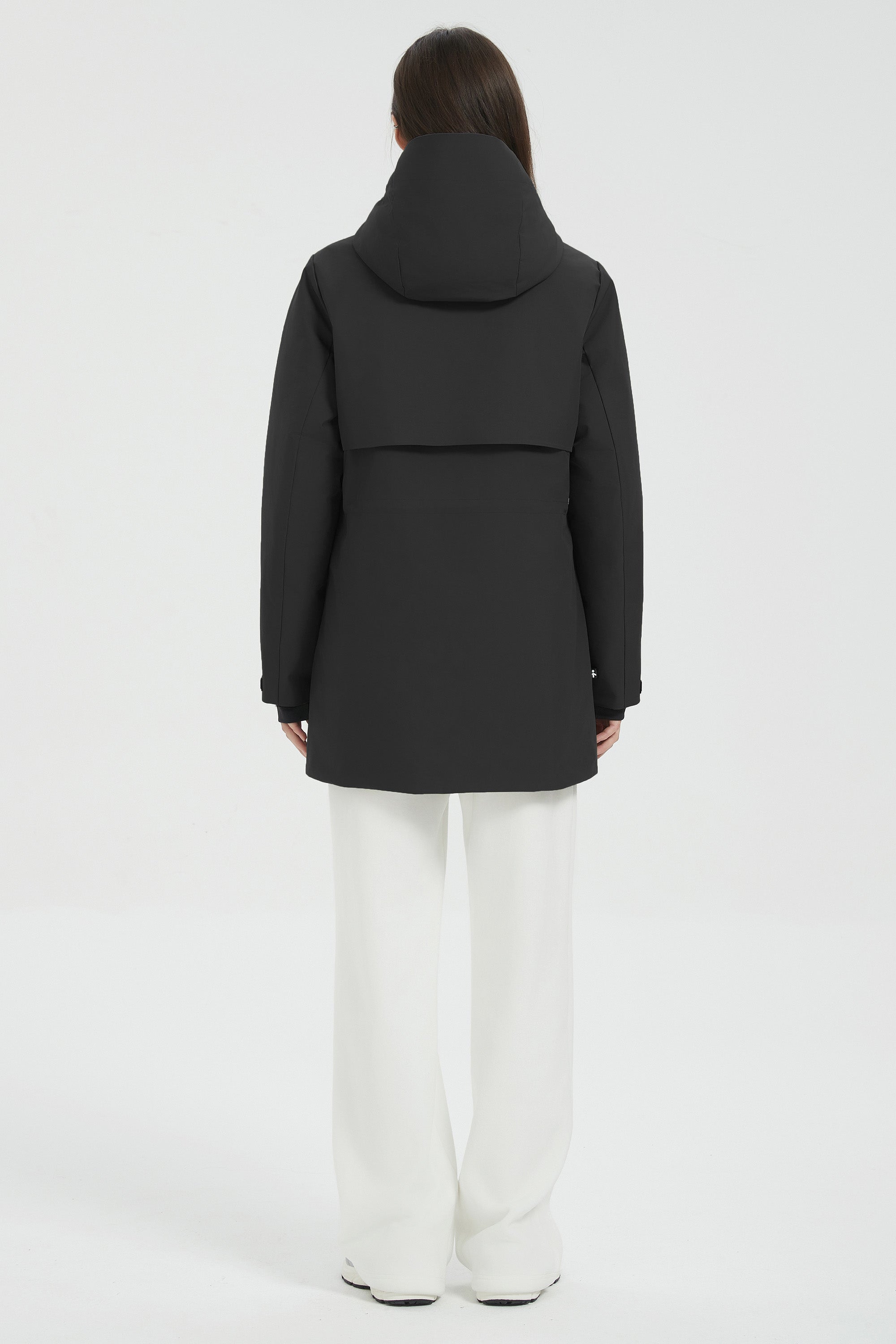 Hooded Winter Warm Parka Full Zip Lightweight #color_black