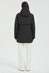 Hooded Winter Warm Parka Full Zip Lightweight #color_black